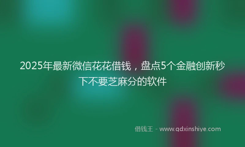 2025年最新微信花花借钱，盘点5个金融创新秒下不要芝麻分的软件