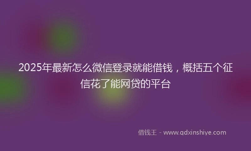 2025年最新怎么微信登录就能借钱，概括五个征信花了能网贷的平台