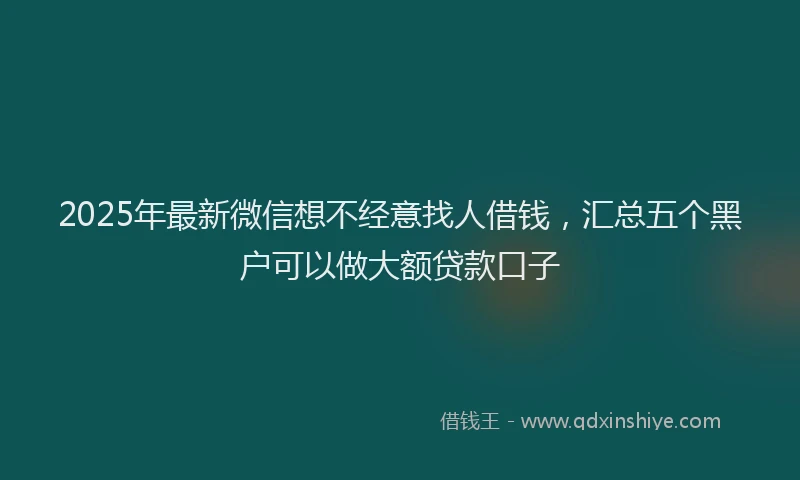 2025年最新微信想不经意找人借钱，汇总五个黑户可以做大额贷款口子