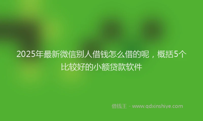 2025年最新微信别人借钱怎么借的呢，概括5个比较好的小额贷款软件