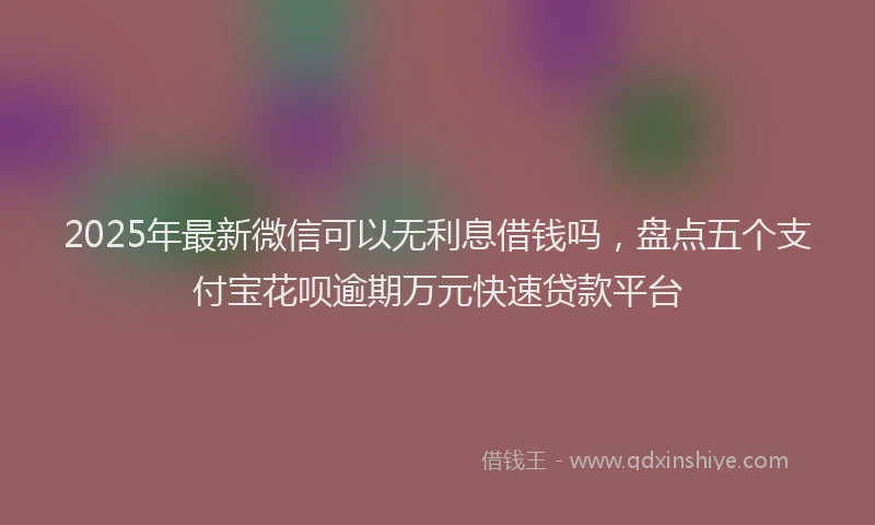 2025年最新微信可以无利息借钱吗，盘点五个支付宝花呗逾期万元快速贷款平台