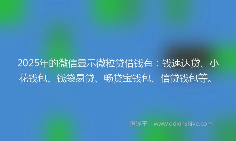 2025年的微信显示微粒贷借钱有：钱速达贷、小花钱包、钱袋易贷、畅贷宝钱包、信贷钱包等。