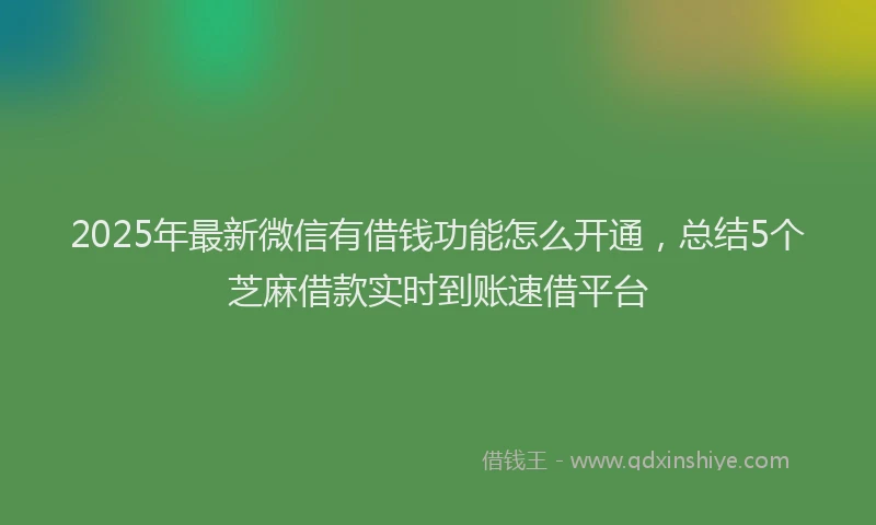 2025年最新微信有借钱功能怎么开通，总结5个芝麻借款实时到账速借平台