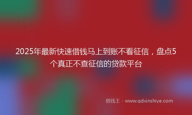 2025年最新快速借钱马上到账不看征信，盘点5个真正不查征信的贷款平台