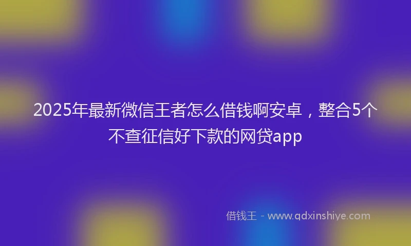 2025年最新微信王者怎么借钱啊安卓，整合5个不查征信好下款的网贷app