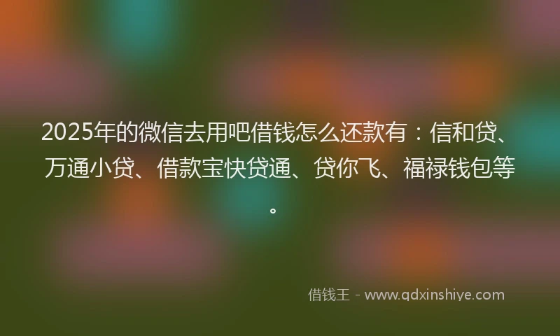 2025年的微信去用吧借钱怎么还款有：信和贷、万通小贷、借款宝快贷通、贷你飞、福禄钱包等。