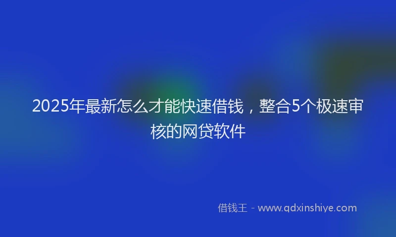 2025年最新怎么才能快速借钱，整合5个极速审核的网贷软件