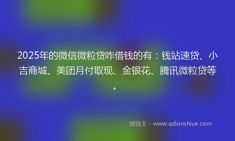 2025年的微信微粒贷咋借钱的有：钱站速贷、小吉商城、美团月付取现、金银花、腾讯微粒贷等。