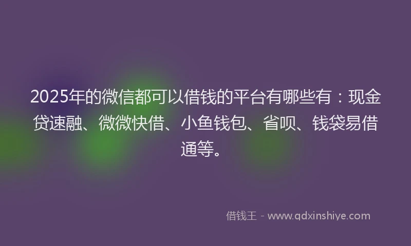2025年的微信都可以借钱的平台有哪些有：现金贷速融、微微快借、小鱼钱包、省呗、钱袋易借通等。