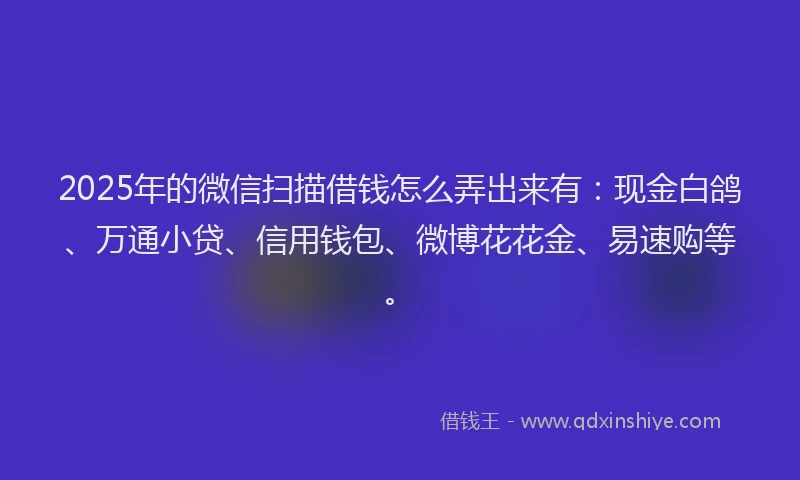 2025年的微信扫描借钱怎么弄出来有：现金白鸽、万通小贷、信用钱包、微博花花金、易速购等。