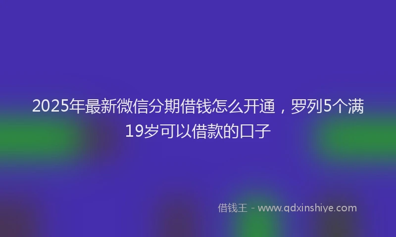 2025年最新微信分期借钱怎么开通，罗列5个满19岁可以借款的口子