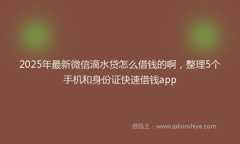2025年最新微信滴水贷怎么借钱的啊，整理5个手机和身份证快速借钱app
