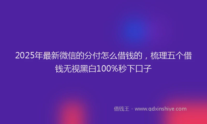 2025年最新微信的分付怎么借钱的，梳理五个借钱无视黑白100%秒下口子