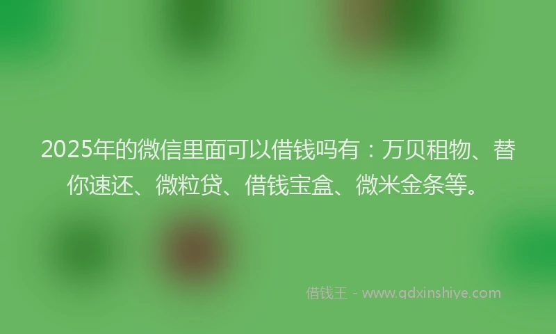 2025年的微信里面可以借钱吗有：万贝租物、替你速还、微粒贷、借钱宝盒、微米金条等。