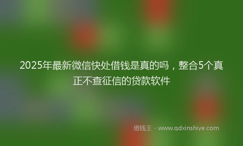 2025年最新微信快处借钱是真的吗，整合5个真正不查征信的贷款软件