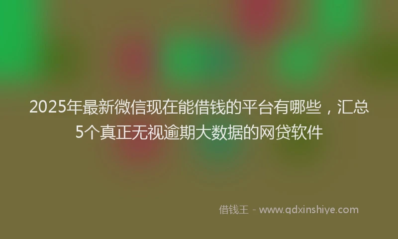 2025年最新微信现在能借钱的平台有哪些，汇总5个真正无视逾期大数据的网贷软件