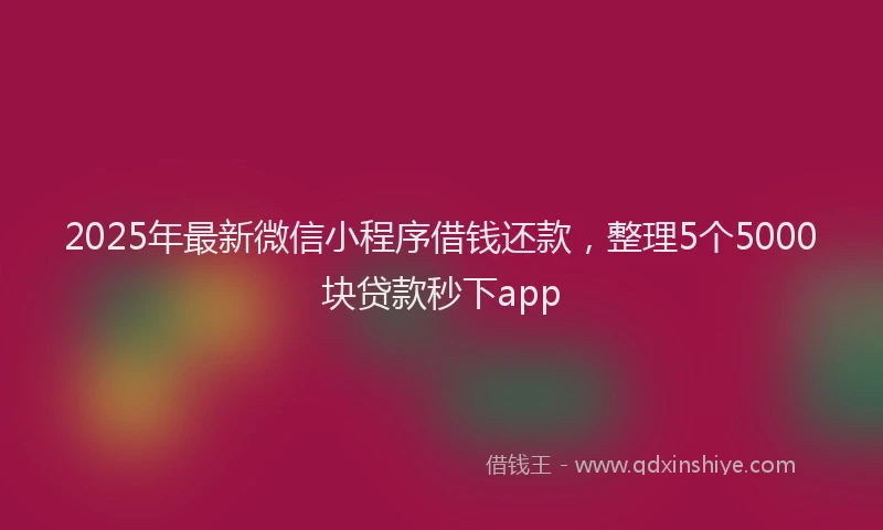 2025年最新微信小程序借钱还款，整理5个5000块贷款秒下app