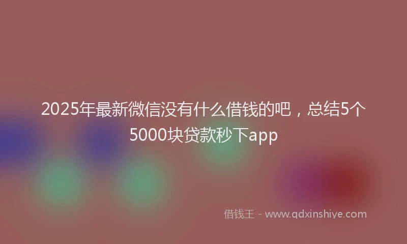 2025年最新微信没有什么借钱的吧，总结5个5000块贷款秒下app