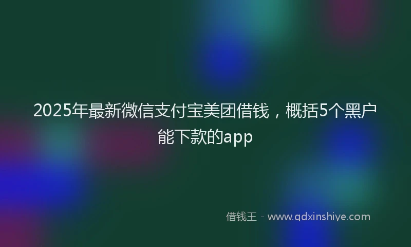 2025年最新微信支付宝美团借钱，概括5个黑户能下款的app