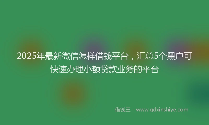 2025年最新微信怎样借钱平台，汇总5个黑户可快速办理小额贷款业务的平台