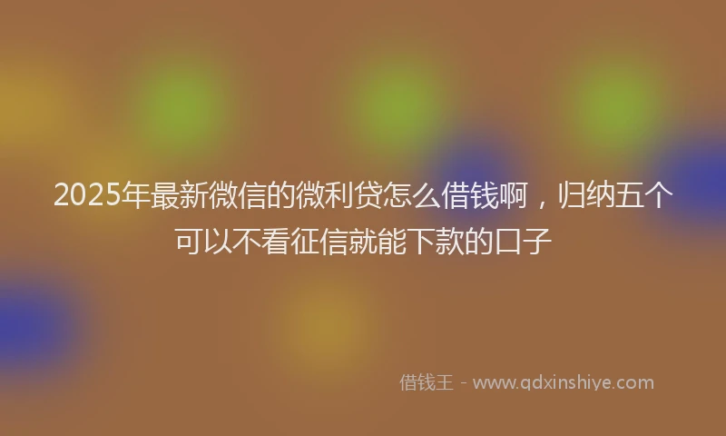 2025年最新微信的微利贷怎么借钱啊，归纳五个可以不看征信就能下款的口子