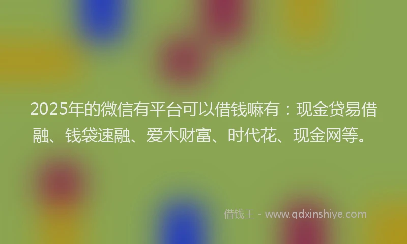 2025年的微信有平台可以借钱嘛有：现金贷易借融、钱袋速融、爱木财富、时代花、现金网等。