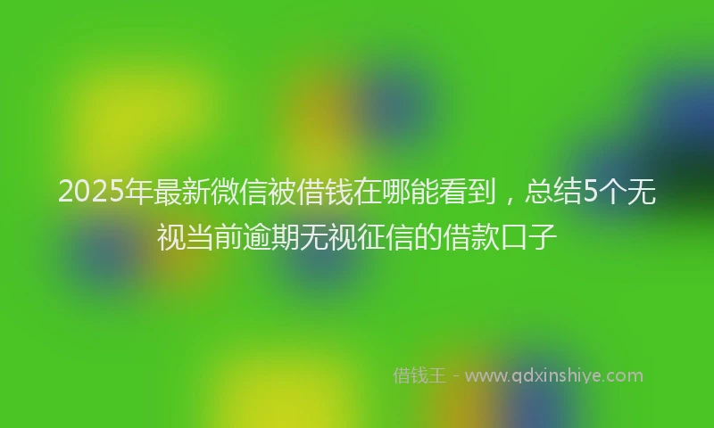2025年最新微信被借钱在哪能看到，总结5个无视当前逾期无视征信的借款口子