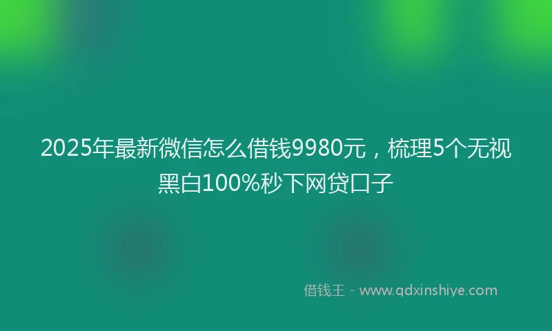 2025年最新微信怎么借钱9980元，梳理5个无视黑白100%秒下网贷口子