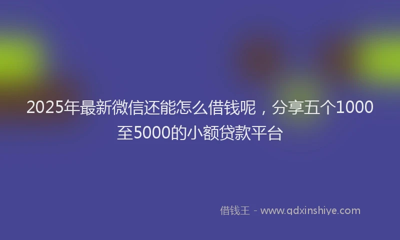2025年最新微信还能怎么借钱呢，分享五个1000至5000的小额贷款平台