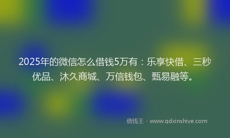 2025年的微信怎么借钱5万有：乐享快借、三秒优品、沐久商城、万信钱包、甄易融等。