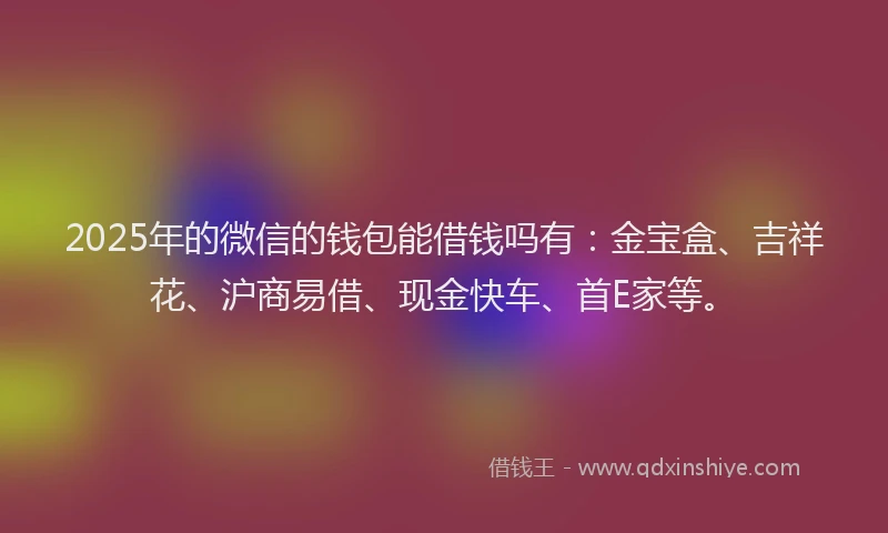 2025年的微信的钱包能借钱吗有：金宝盒、吉祥花、沪商易借、现金快车、首E家等。