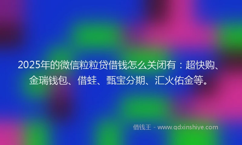 2025年的微信粒粒贷借钱怎么关闭有：超快购、金瑞钱包、借蛙、甄宝分期、汇火佑金等。