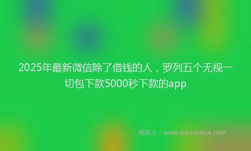 2025年最新微信除了借钱的人，罗列五个无视一切包下款5000秒下款的app