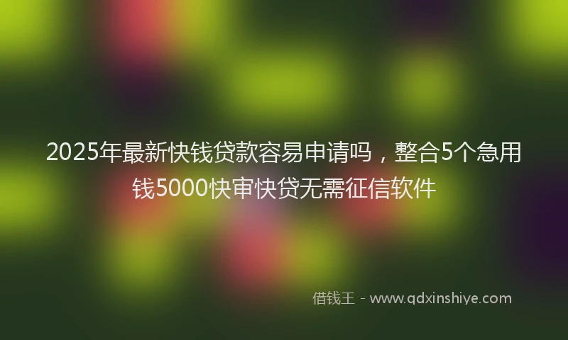 2025年最新快钱贷款容易申请吗，整合5个急用钱5000快审快贷无需征信软件