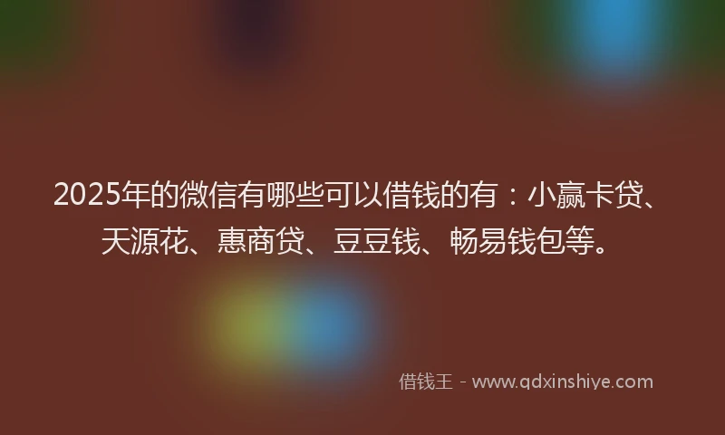 2025年的微信有哪些可以借钱的有：小赢卡贷、天源花、惠商贷、豆豆钱、畅易钱包等。