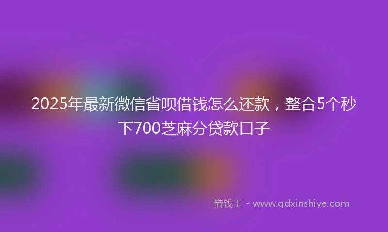 2025年最新微信省呗借钱怎么还款，整合5个秒下700芝麻分贷款口子