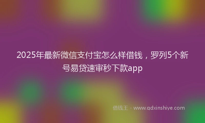 2025年最新微信支付宝怎么样借钱，罗列5个新号易贷速审秒下款app
