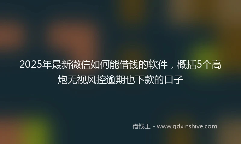 2025年最新微信如何能借钱的软件，概括5个高炮无视风控逾期也下款的口子