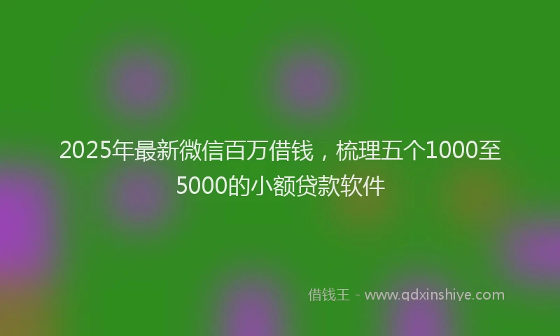2025年最新微信百万借钱，梳理五个1000至5000的小额贷款软件