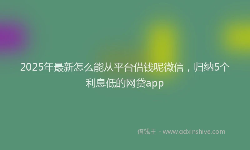 2025年最新怎么能从平台借钱呢微信，归纳5个利息低的网贷app