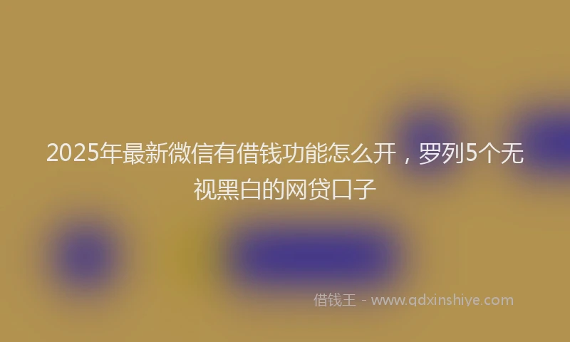 2025年最新微信有借钱功能怎么开，罗列5个无视黑白的网贷口子