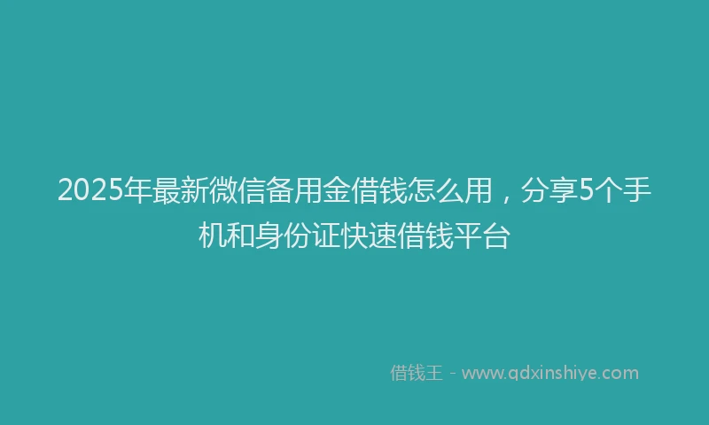 2025年最新微信备用金借钱怎么用，分享5个手机和身份证快速借钱平台