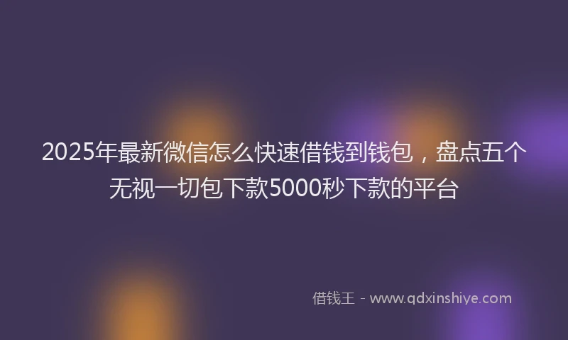 2025年最新微信怎么快速借钱到钱包，盘点五个无视一切包下款5000秒下款的平台