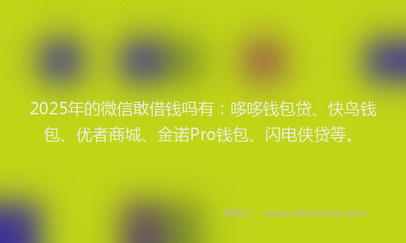 2025年的微信敢借钱吗有：哆哆钱包贷、快鸟钱包、优者商城、金诺Pro钱包、闪电侠贷等。