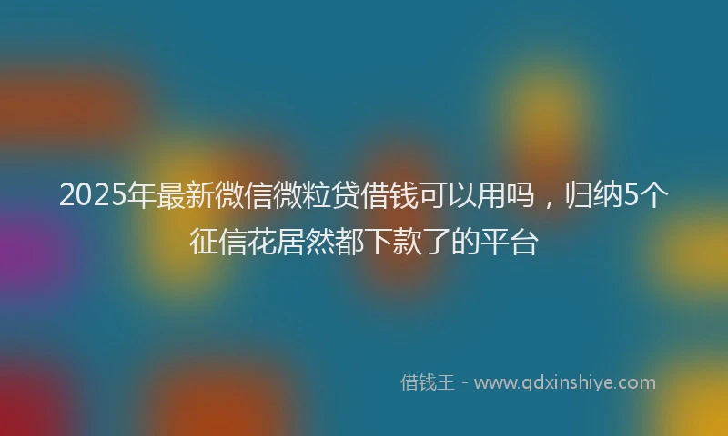 2025年最新微信微粒贷借钱可以用吗，归纳5个征信花居然都下款了的平台