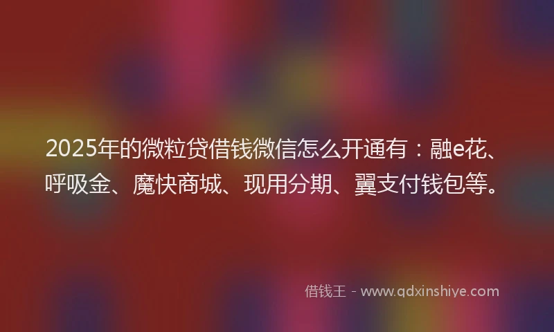 2025年的微粒贷借钱微信怎么开通有：融e花、呼吸金、魔快商城、现用分期、翼支付钱包等。