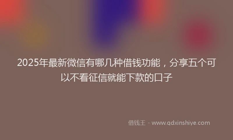2025年最新微信有哪几种借钱功能，分享五个可以不看征信就能下款的口子