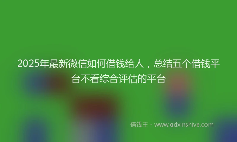 2025年最新微信如何借钱给人，总结五个借钱平台不看综合评估的平台