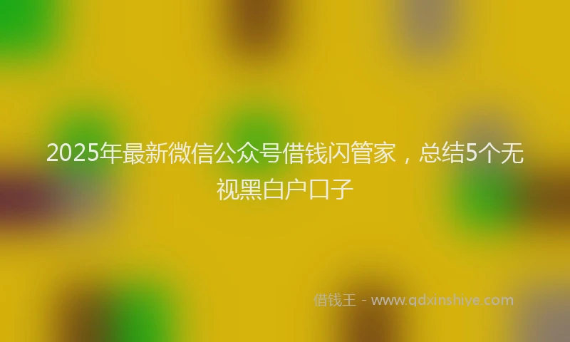 2025年最新微信公众号借钱闪管家，总结5个无视黑白户口子