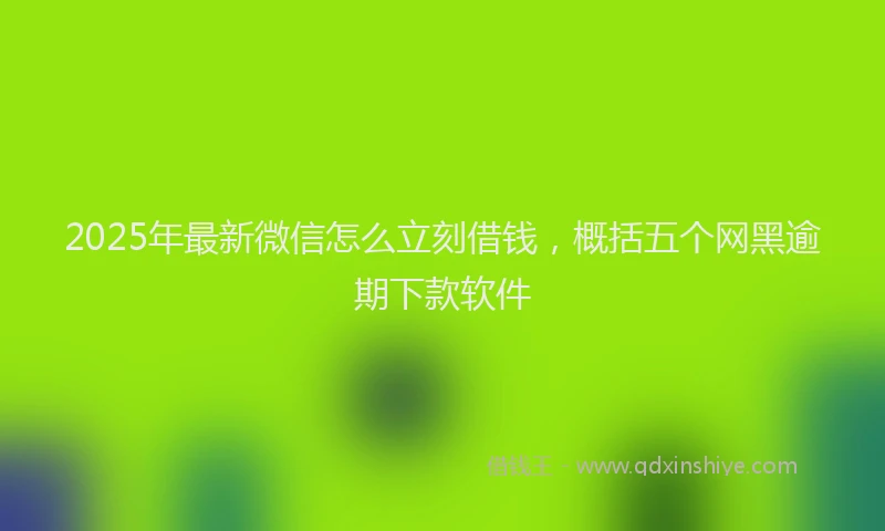 2025年最新微信怎么立刻借钱，概括五个网黑逾期下款软件